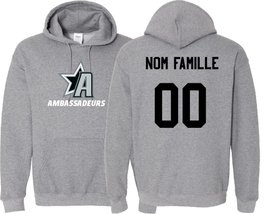 HOCKEY DE LA VALLÉE - 18500 Molleton à capuchon unisexe - DTF. DTF-1181 (AV) - TR. TS-1002 (DOS)